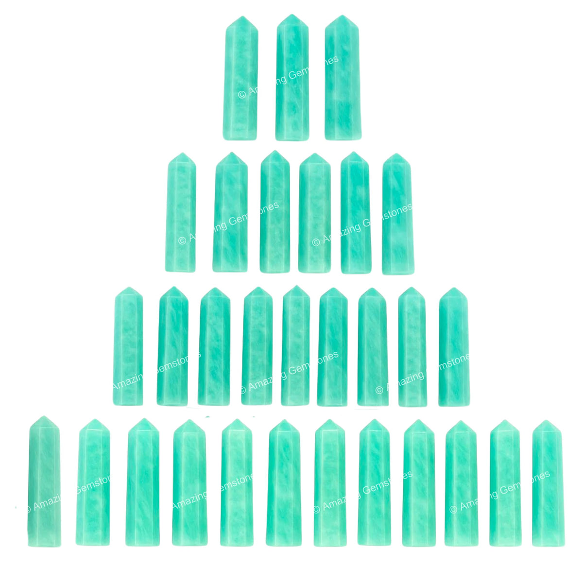 Amazing Gemstone Amazonite Crystal Points Bulk Healing Crystals and Stones - Pack of 3 Single Terminated Healing Wand Point Bulk Crystals for Crafts, Crystal Grid, DIY Work - Premium Crystals
