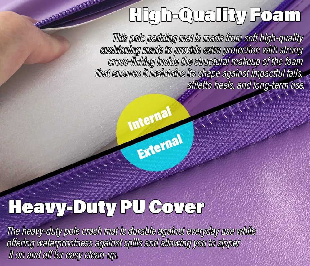 Pole Dance Mat, Fitness Gymnastic Yoga Safety Protection Pad, Foldable Shock Absorption Round Pole Crash Mat