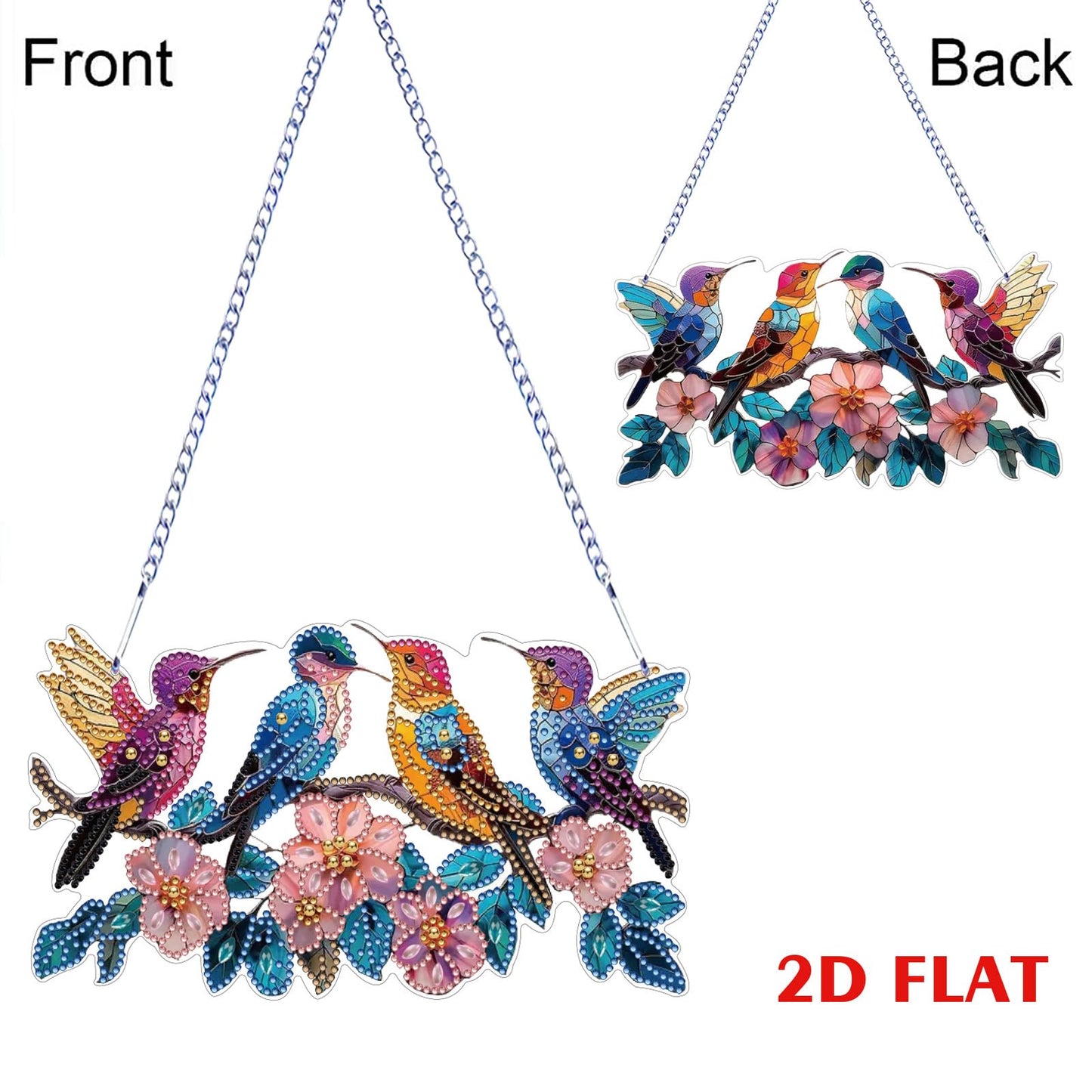 C'eitura 2D Flat DIY Hummingbird Diamond Art - Sparkling Diamond Art Painting Wall Decor, Nature Inspired Home Hanging Art for Living Room & Bedroom