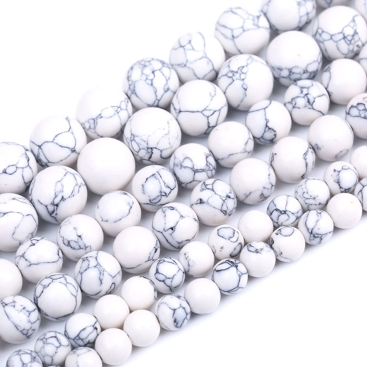 45PCS 8MM White Howlite Turquoises Round Loose Beads Natural Gemstone Beads for Jewelry Making DIY Bracelet Necklace 15"