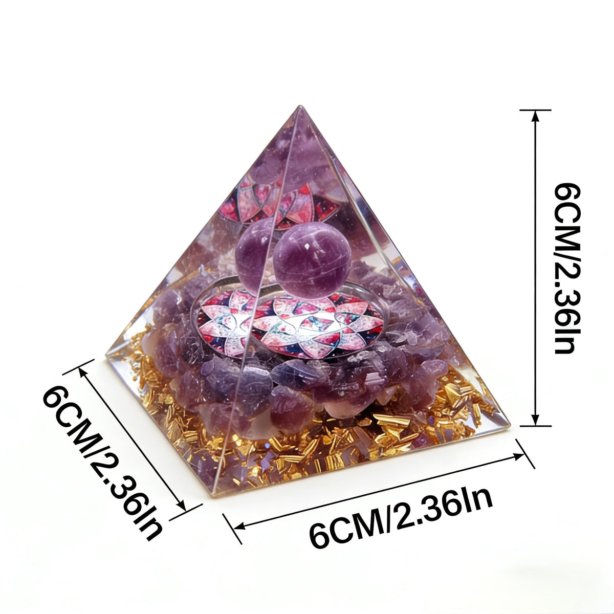 ycyingcheng Moonstone Crystal Orgone Pyramid Ogan Crystal Energy Tower, Nature Reiki Chakra Crushed Stone Jewelry, Crystal Pyramid for Home Decor (Amethyst)