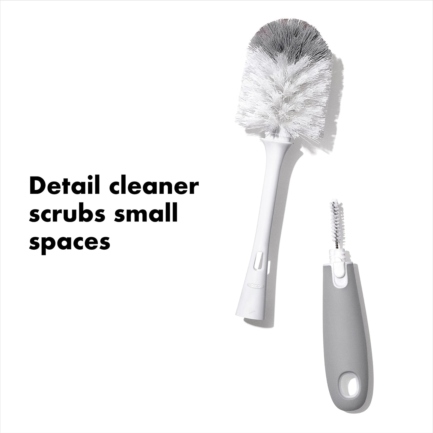 OXO Tot Bottle Brush with Nipple Cleaner and Stand – Gray, 2-Pack
