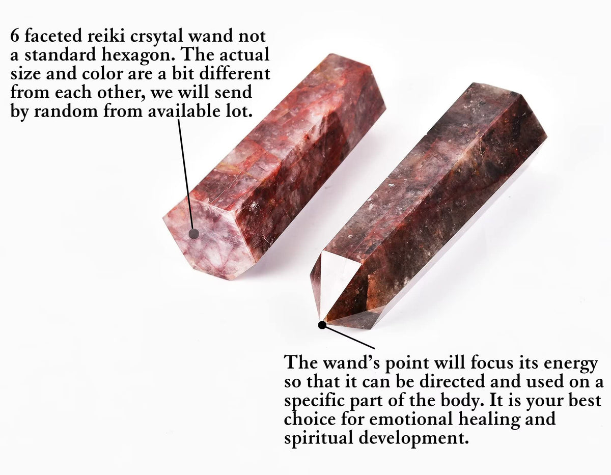 AMOYSTONE Large Healing Crystal Obelisk Towers Hematoid Quartz Point Wand Home Decor Reiki Healing 1.1-1.7 LBS