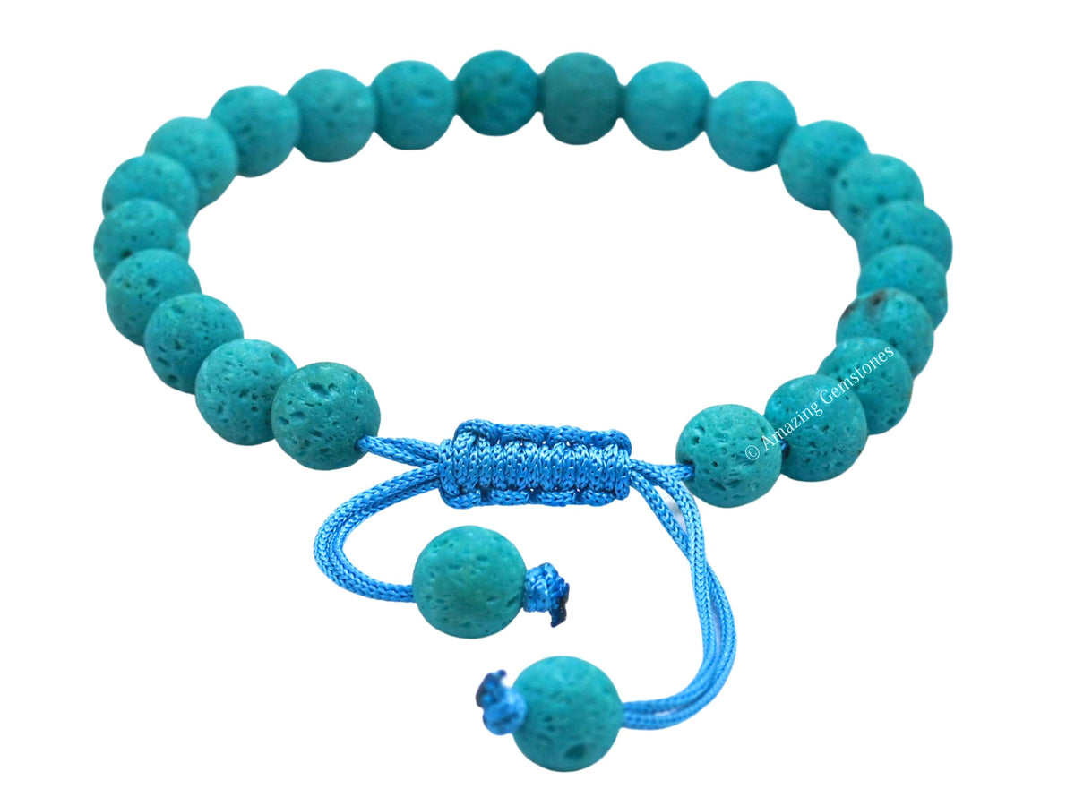 Amazing Gemstone Turquoise Blue Lava Bracelet for Women Men's Gifts - Protection Healing Crystal Bracelet - 8mm Gemstone Beaded Adjustable Bracelet