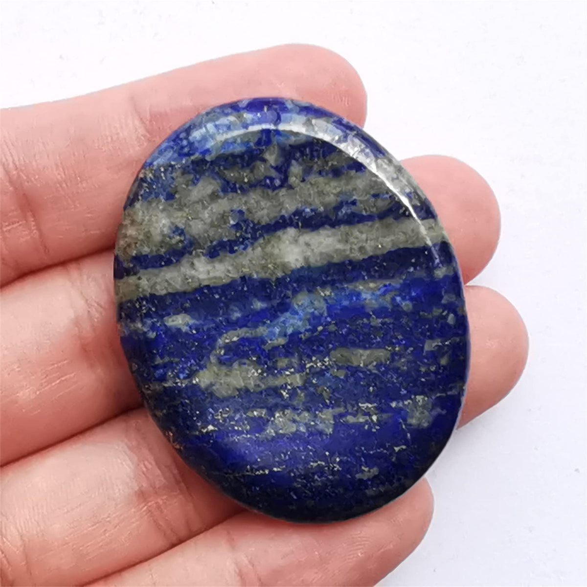 Bacatgem 1 Pcs Natural Lapis Lazuli Crystal Thumb Worry Stone,Stress Relax Healing Reiki Crystal Pocket Palm Stones