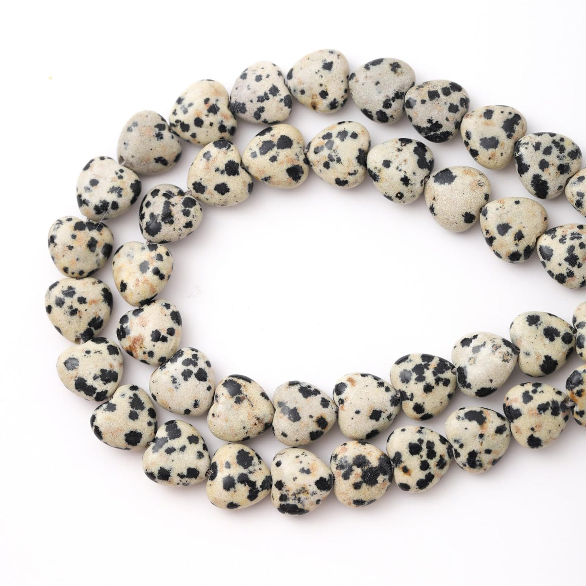 Natural Heart Shaped Dalmatian Stone Beads 10mm Loose Crystal Healing Beads for DIY Necklace Bracelet Making Gemstone Craft Supplies