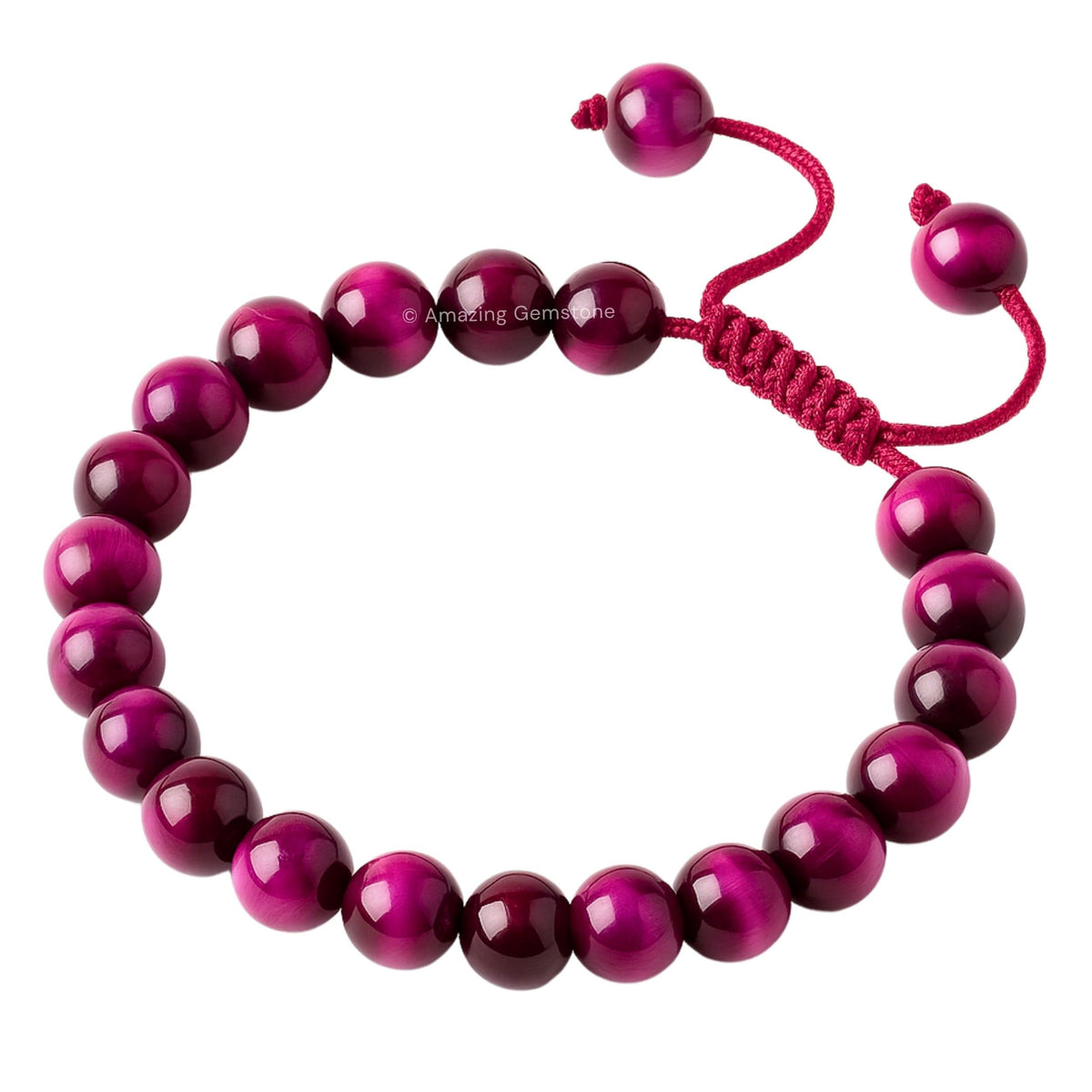 Amazing Gemstone Pink Tiger Eye Bracelet, Gifts For Men & Women - Protection Healing Crystal Bracelet - 8mm Gemstone Beaded Adjustable Bracelet, Pulseras Para Hombres Mujer Stocking Stuffers