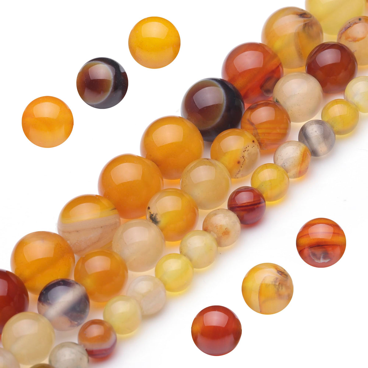 Youngbling Natural Gemstone Beads for Jewelry Making,6mm Amber Agate Polished Round Smooth Stone,Genuine Real Stone Red Beads for Bracelet Necklace 15 Inch(Amber Agate,6mm)