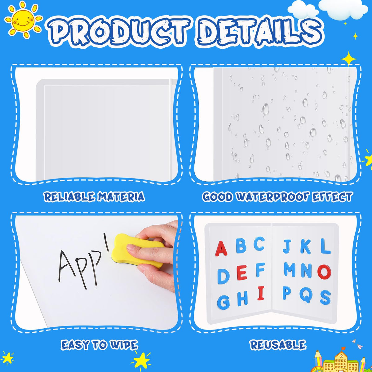 Motipuns 24 Pcs Folding Magnetic Dry Erase Activity Boards Foldable Magnetic Board Dry Erase Learning Project Scrum Folding Whiteboard for Students School Classroom