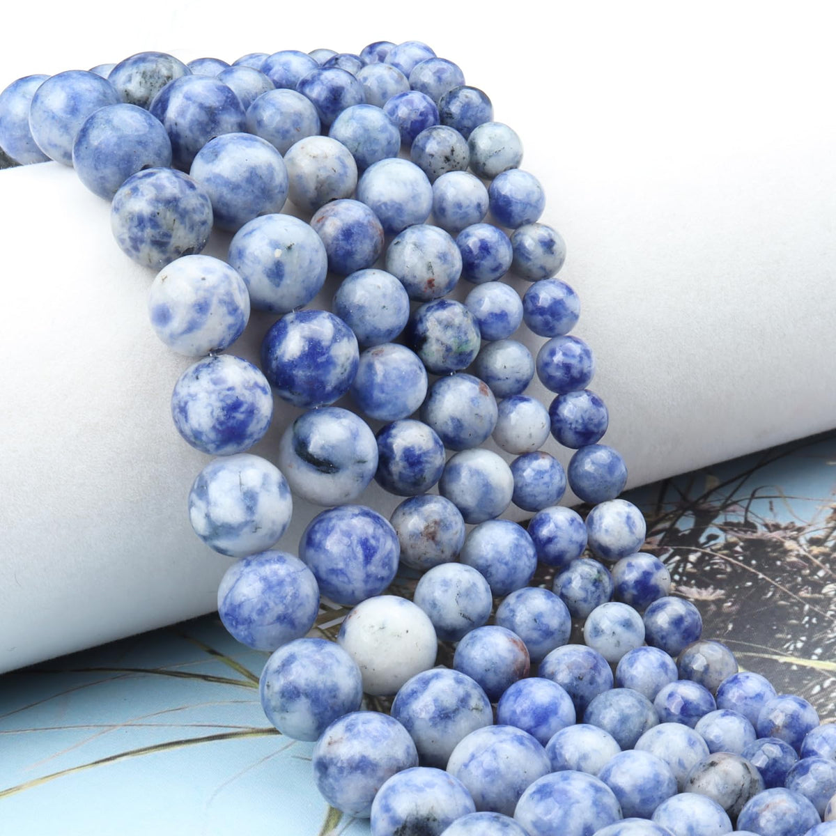 Siomia 45pcs 8mm Natural New Blue Sodalite Gemstone Beads Energy Healing Crystal Round Loose Stone Beads for Jewelry Making, DIY Bracelets Necklaces