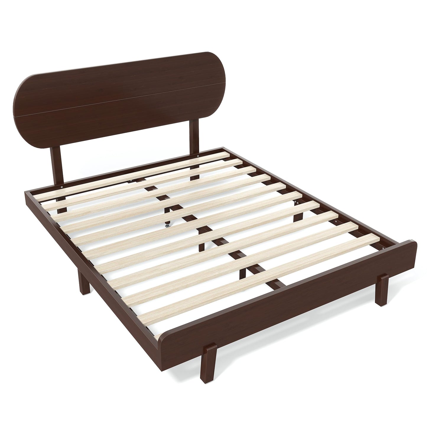 Bellemave Queen Bed Frame with Headboard & Low Footboard, Bamboo Queen Size Bed Frame with Wood Slats Support 800LBS, Japanese Bed Frame Queen Size, No Box Spring Needed, Espresso
