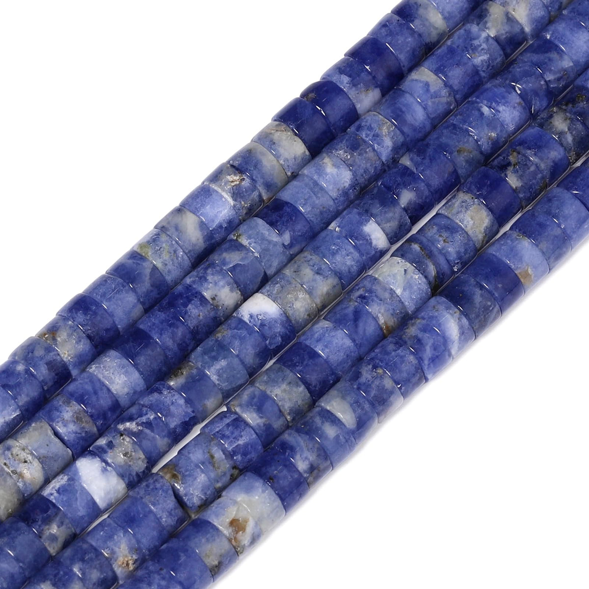 NITOPUPU 150Pcs 4×2mm Natural Blue Sodalite Spacer Stone Beads for Jewelry Making Supplies, Loose Semi Flat Round Gemstone Tube Beads for Bracelets DIY Crafts