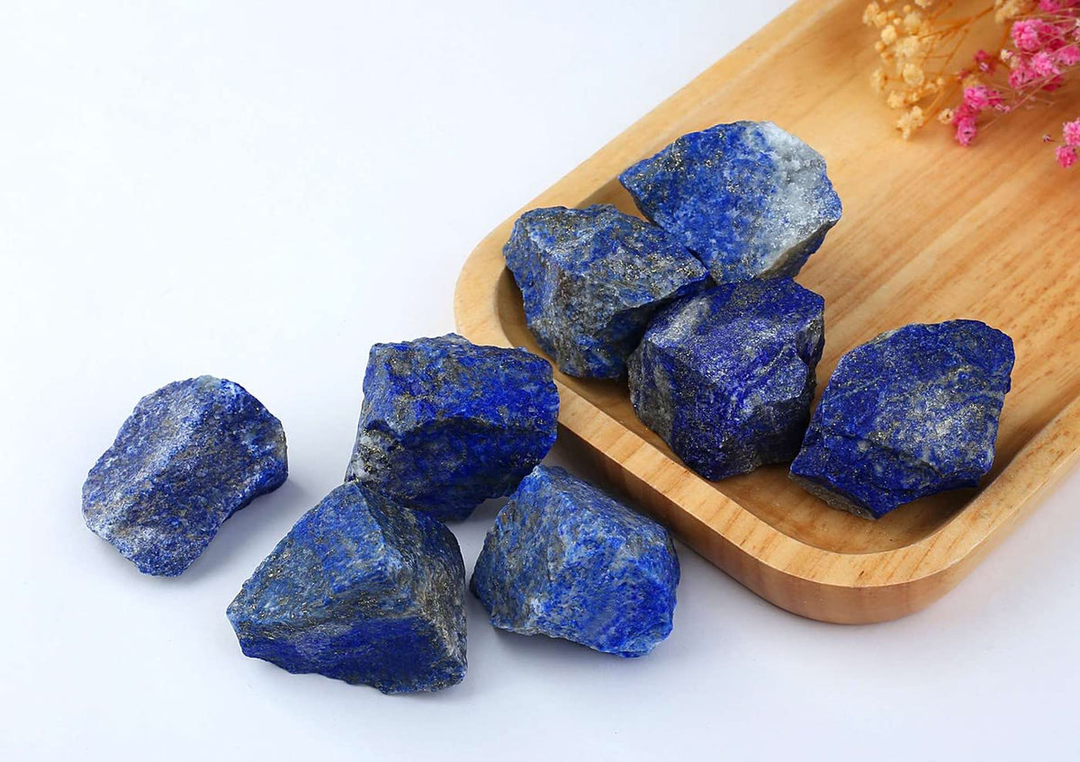 LAIDANLA Lapis Lazuli 2" Natural Rough Stones Crystal Large Raw Crystals Bulk Healing Gemstones for Reiki Healing Tumbling Fountain Rocks Wire Wrapping Decoration 4PCS 0.55lb
