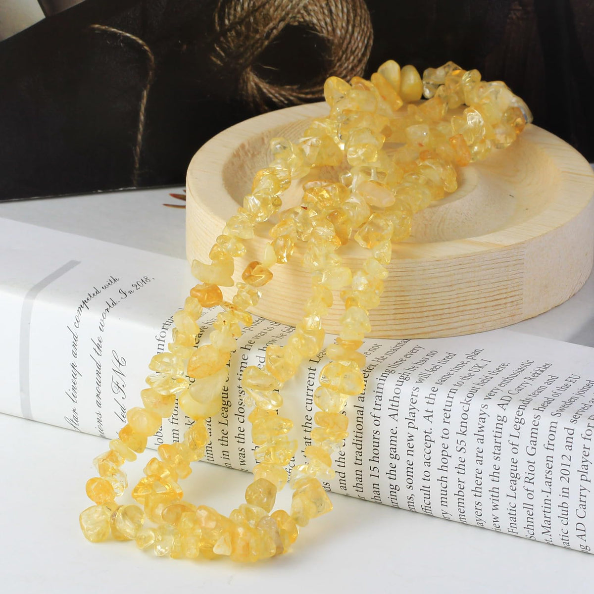 31 inches Chip Stone Loose Gemstones Beads Drilled Strand for Jewelry Making (Citrine)