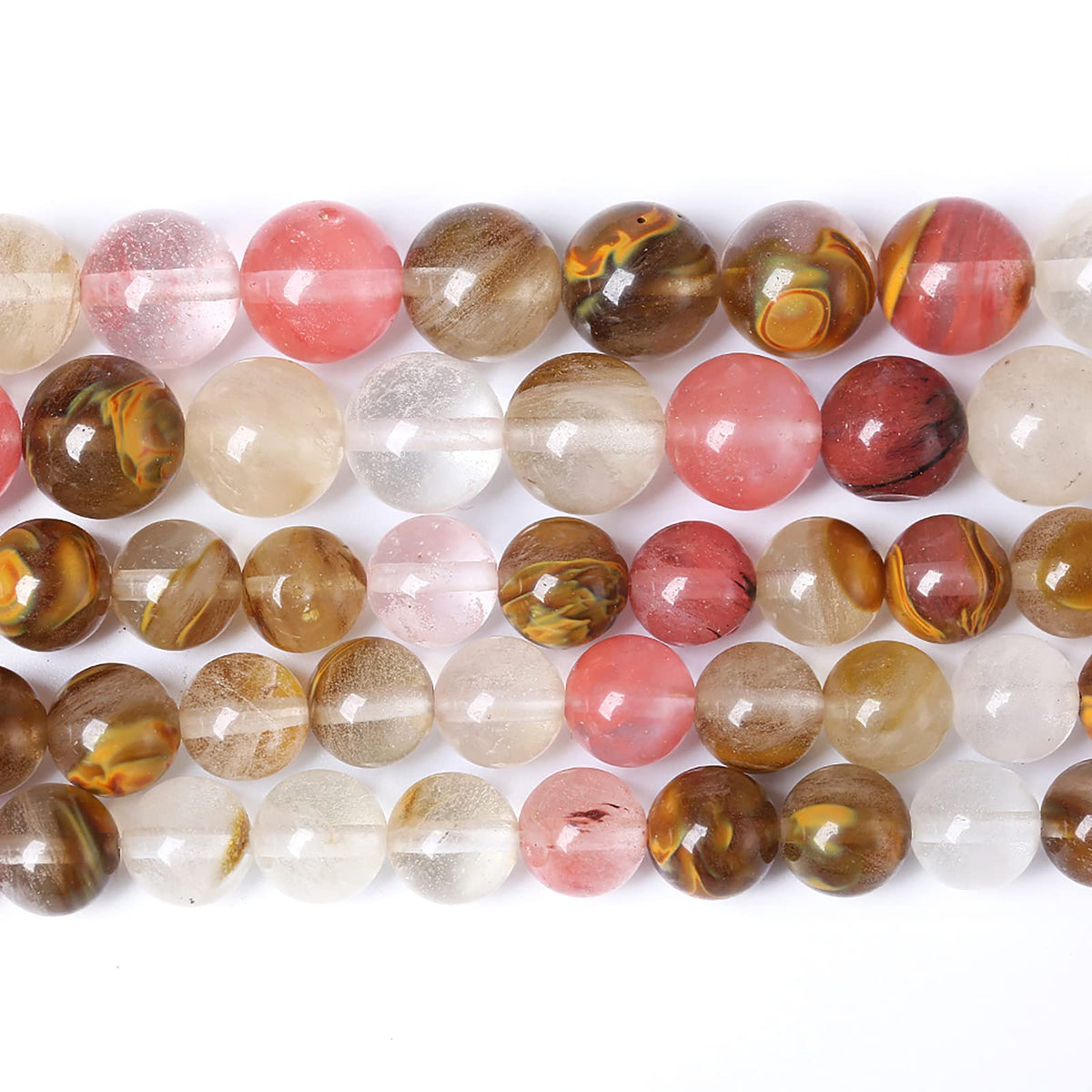 46PCS 8mm Natural Stone Beads Watermelon Tourmaline Gemstone Round Loose Spacer Beads for Jewelry Making DIY Bracelet Necklace 15 Inch,Energy Stone Healing Power