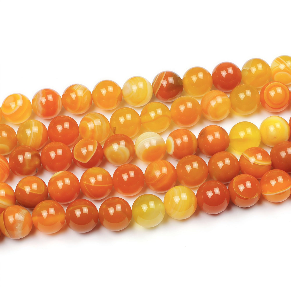 MJDCB Natural Stone Beads Orange Stripe Agate Round Loose Beads for Jewelry Making DIY Bracelet Necklace (10mm)
