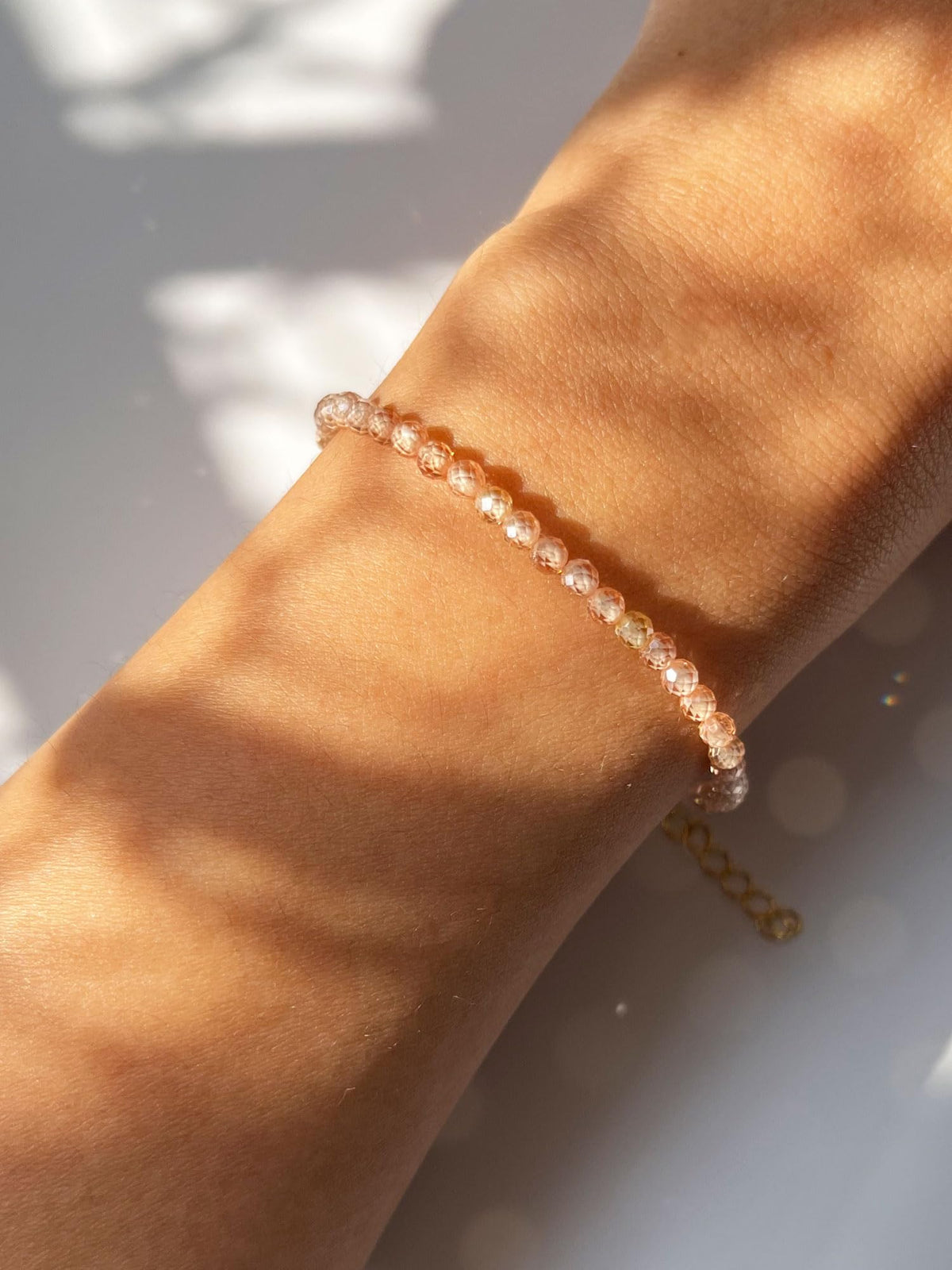 Withgenes Sparkly Champagne Gold Bracelet Exquisite Elegance CZ Crystal Gemstone Bead Bracelets 18K Plated Simple Jewelry Unique Present for Women