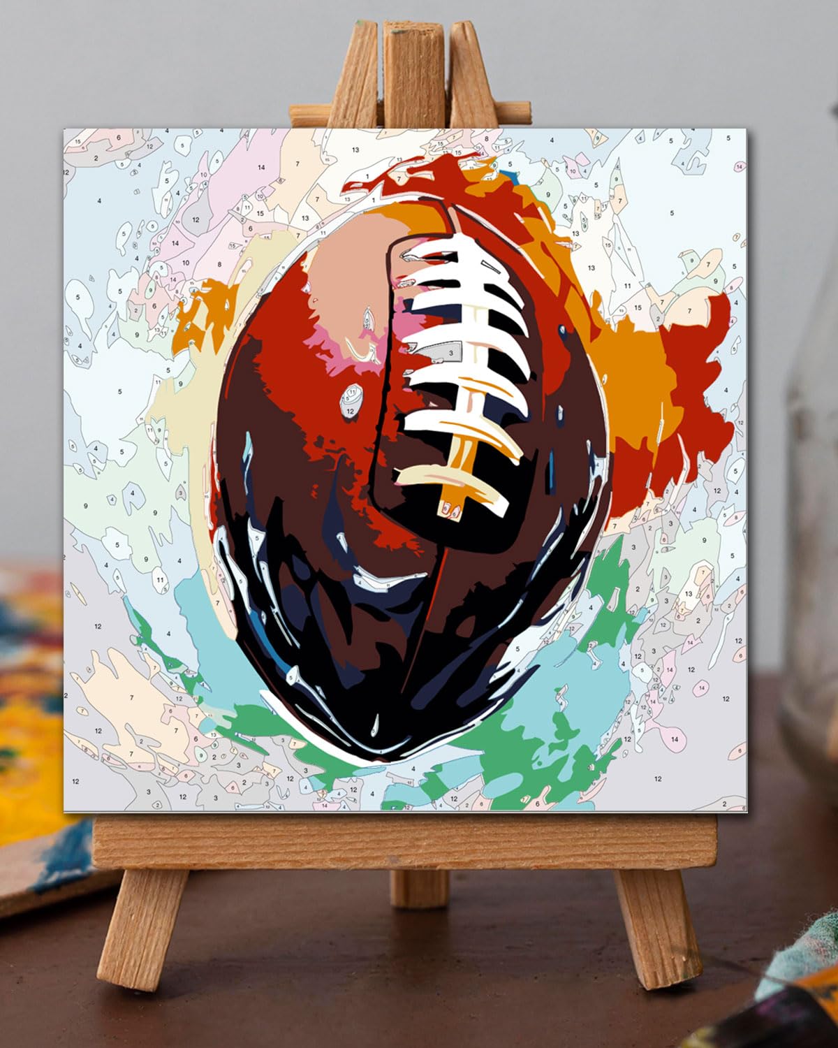 Blissroot Framed Paint by Numbers Kit for Adults Beginner &Kids Ages 8-12, 12x12inch American Football Paint by Numbers with Frame,Large Sports Paint by Number Framed Canvas (Without Easel)