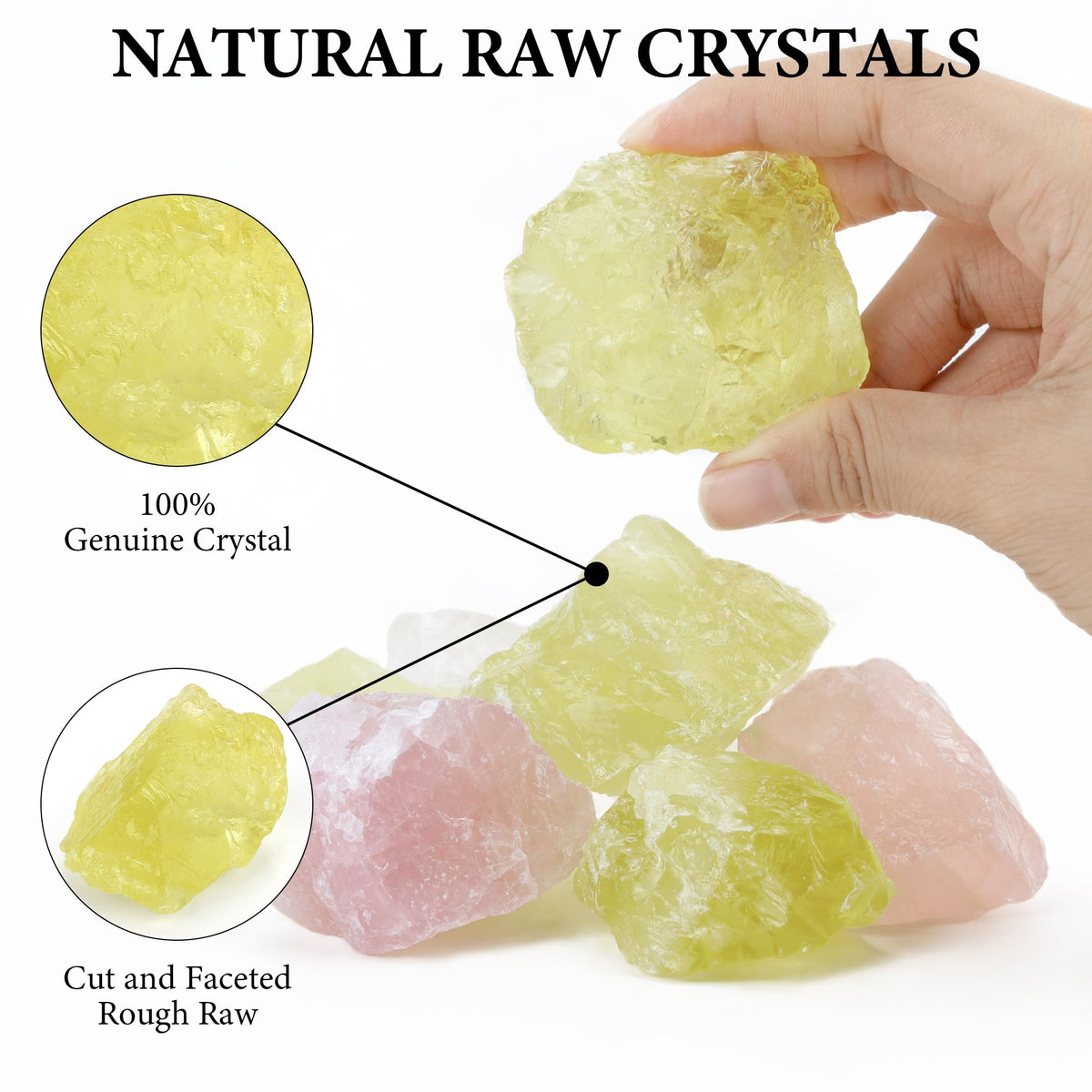 QINJIEJIE 2PCS Citrine Raw Crystals 1.8-2.2'' Rough Crystals Healing Stones Bulk Natural Large Crystal Stones for Tumbling Cabbing Handmade DIY Decoration Gifts Polishing Fountain Rocks