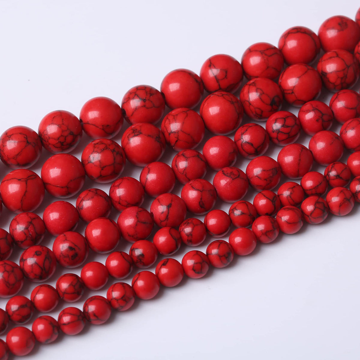 10MM Red Turquoise Round Loose Beads Natural Gem Beads Crystal Energy Stone Beads for Jewelry Making DIY Bracelet Necklace