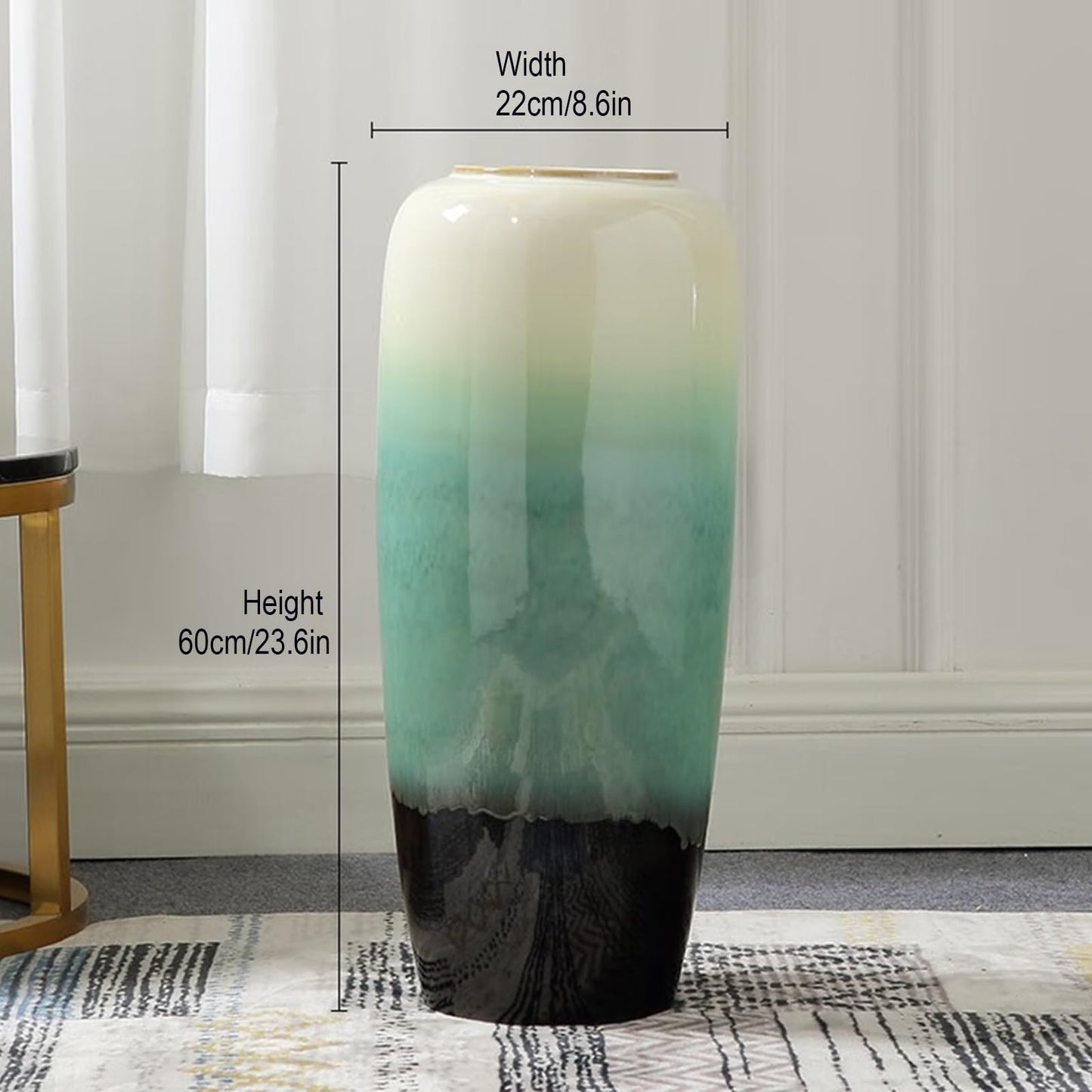 SGeneE Large Floor Vase, 27" Tall Flower Vase, Ceramic Decorative Vase for Living Room Modern Home Decor Bedroom Office Décor (Green 24inch)