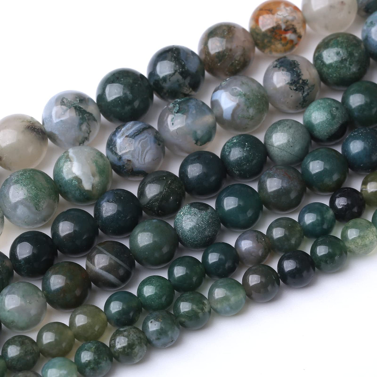 60PCS 6MM Natural Moss Agate Stone Beads Energy Healing Beads for DIY Jewelry Bracelet Necklace Making for Jewelry Making15Inch