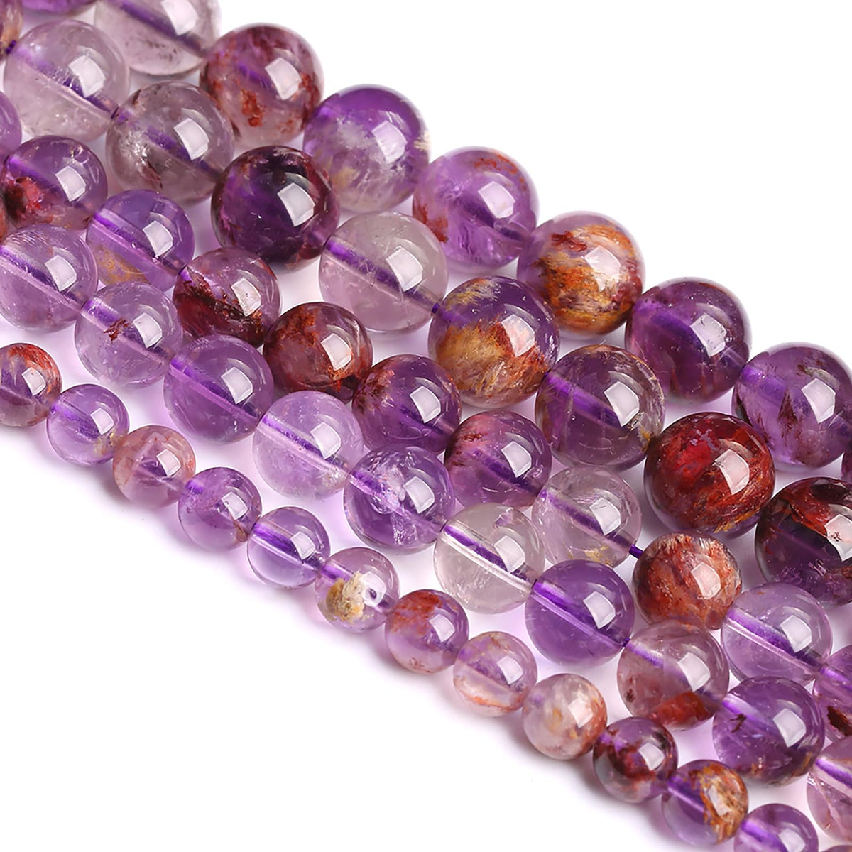4MM 86PCS Natural Gemstone Purple Ghost Crystal Stone Beads for Jewelry Making DIY Bracelet