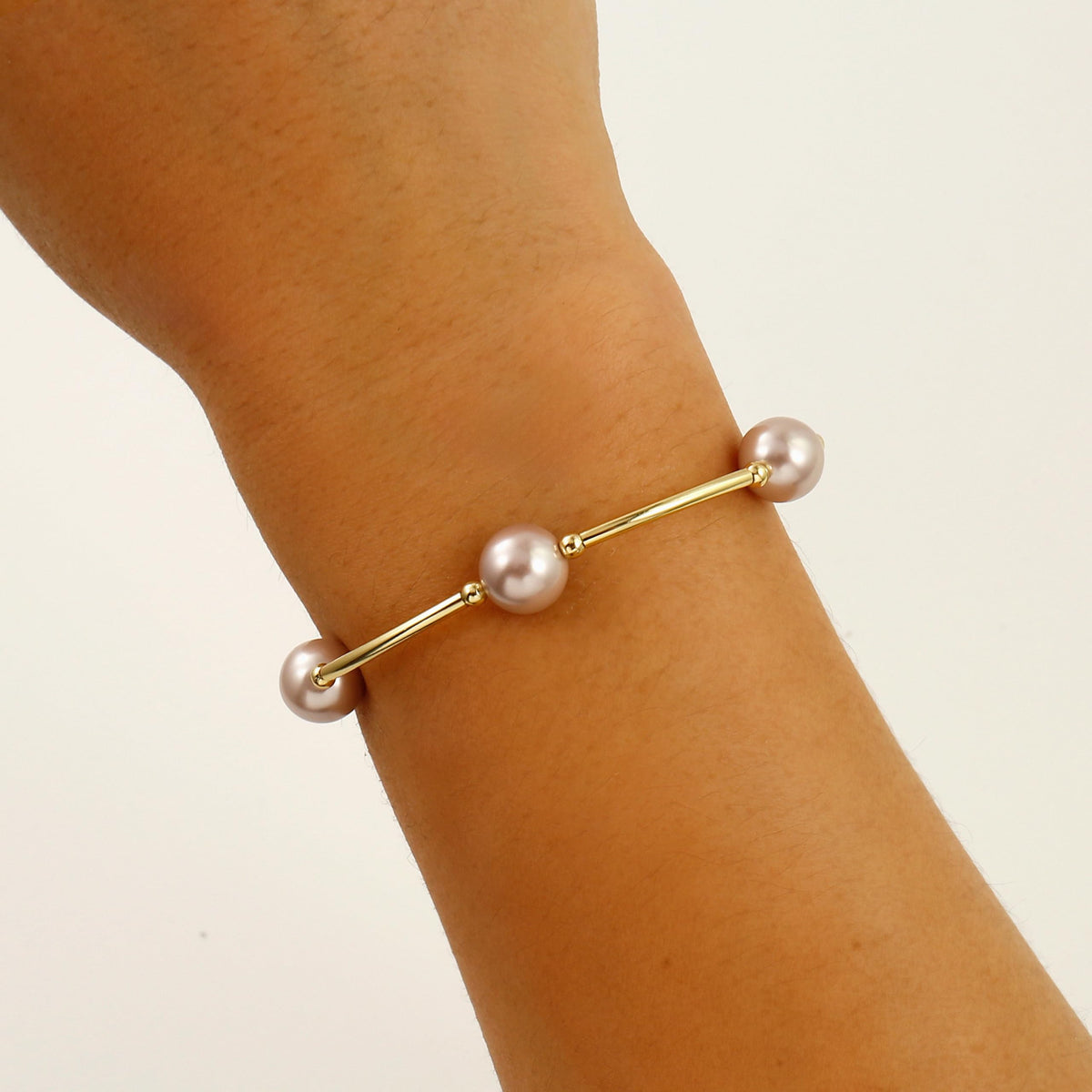 Elegance 11 designs Blessing Bracelet 10mm Crystal Pink Pearl Bracelet Dainty Gold Tube For Women Simple Bridal Gifts For Friends And Loved