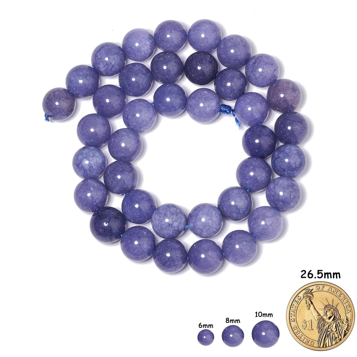 Yochus 60pcs Blue Angelite Stone Beads，6mm Healing Power Natural Stone Round Loose Beads for Jewelry Making Earring Necklace DIY Crafts
