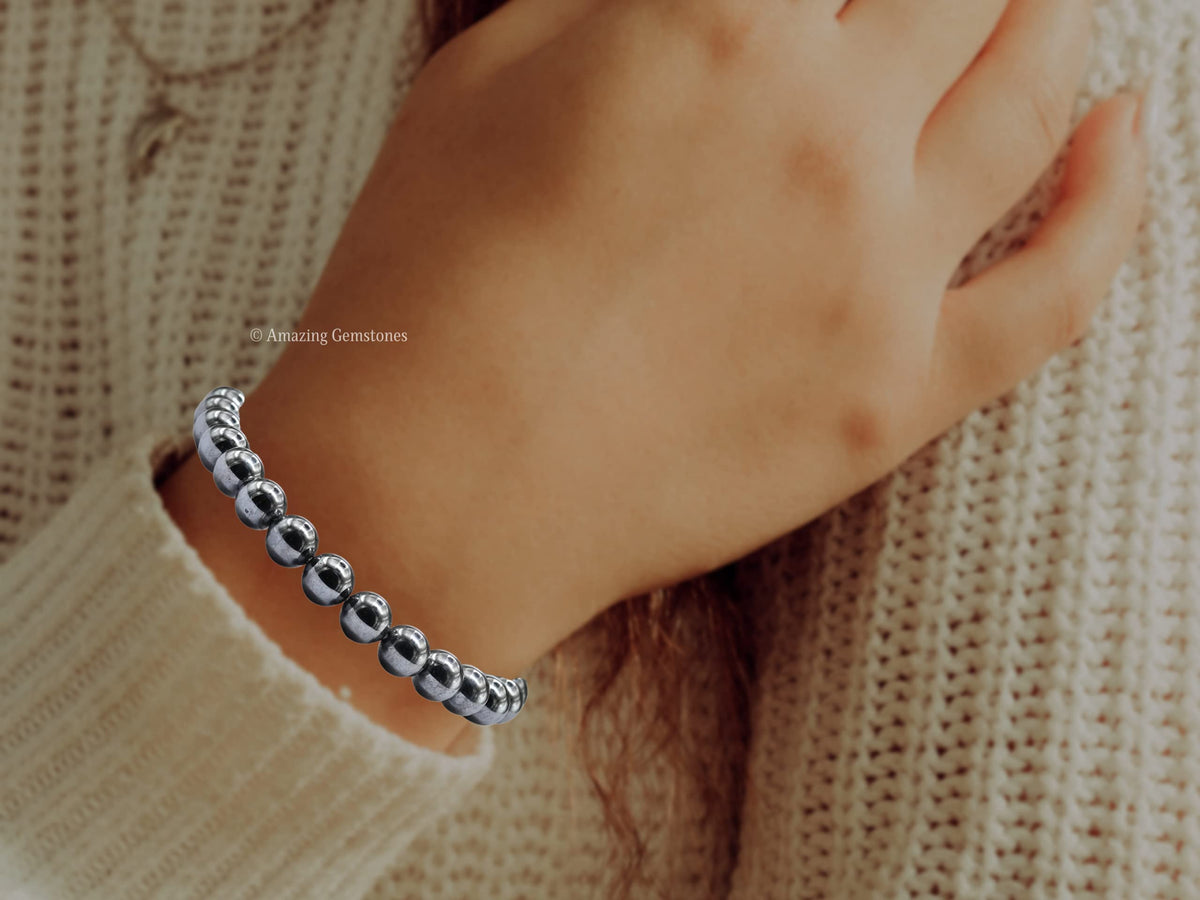Amazing Gemstone Terahertz Stone Bracelet for Women Men's Gifts - Protection Healing Crystal Bracelet - 8mm Gemstone Beaded Adjustable Bracelet
