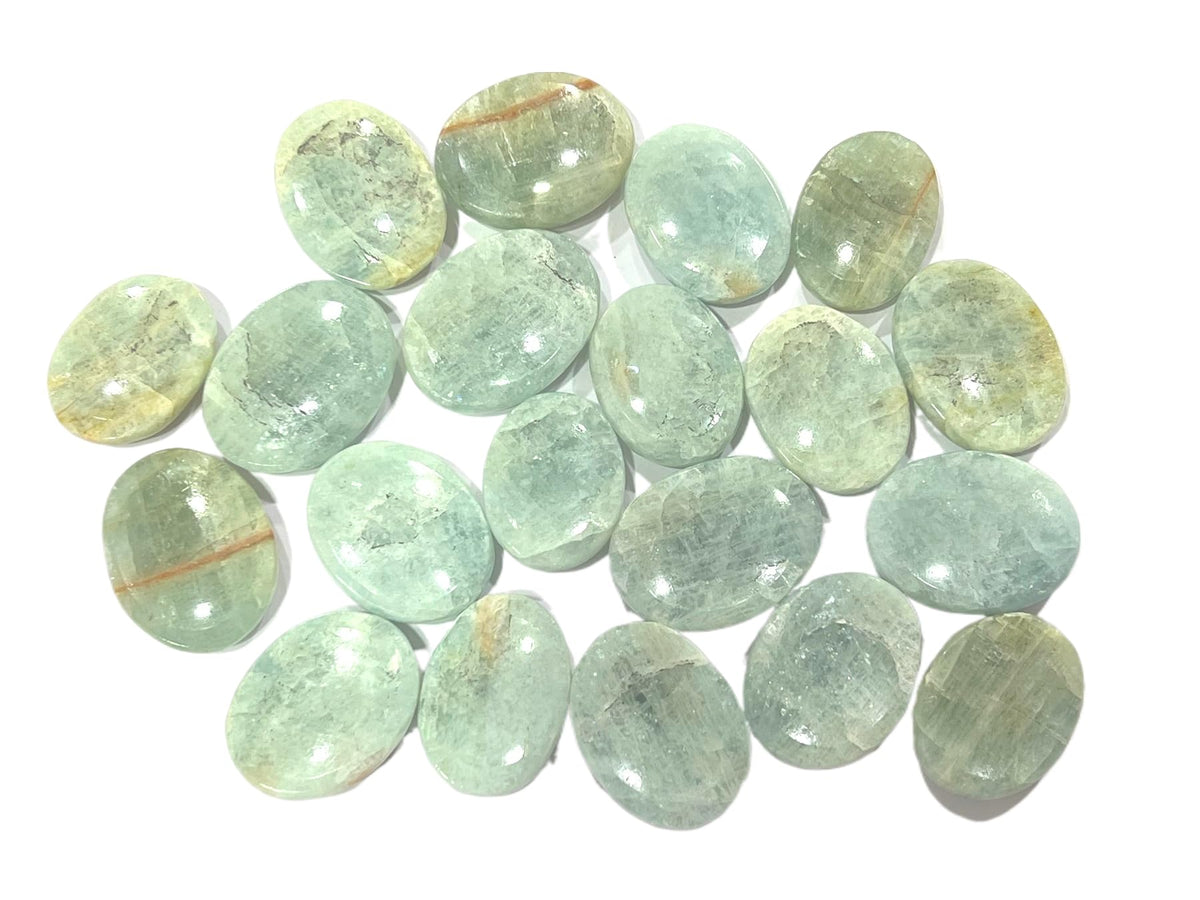 GEMSCITE Aquamarine Thumb Worry Stones Metaphysical Gemstone Crystal Healing Reiki Men Women Gift FENG Shui Positive Energy Love Wellness Palm Stones Wicca Powerful