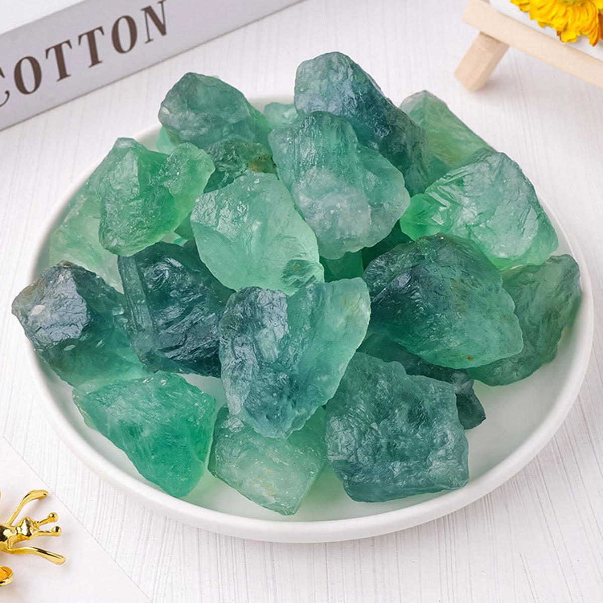 Green Fluorite Raw Crystals Healing Crystals Natural Rough Stones 1.2-2" for Tumbling, Fountain Rocks, Yoga, Meditation, Polishin, Gift 19