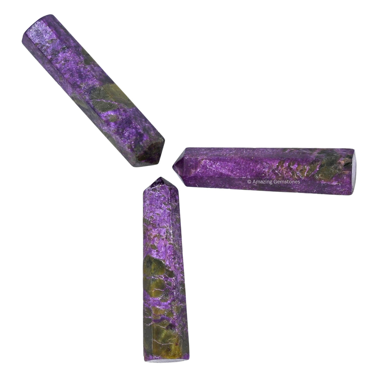 Amazing Gemstone Stichtite Crystal Points Bulk Healing Crystals and Stones - Pack of 3 Single Terminated Healing Wand Point Bulk Crystals for Crafts, Crystal Grid, DIY Work