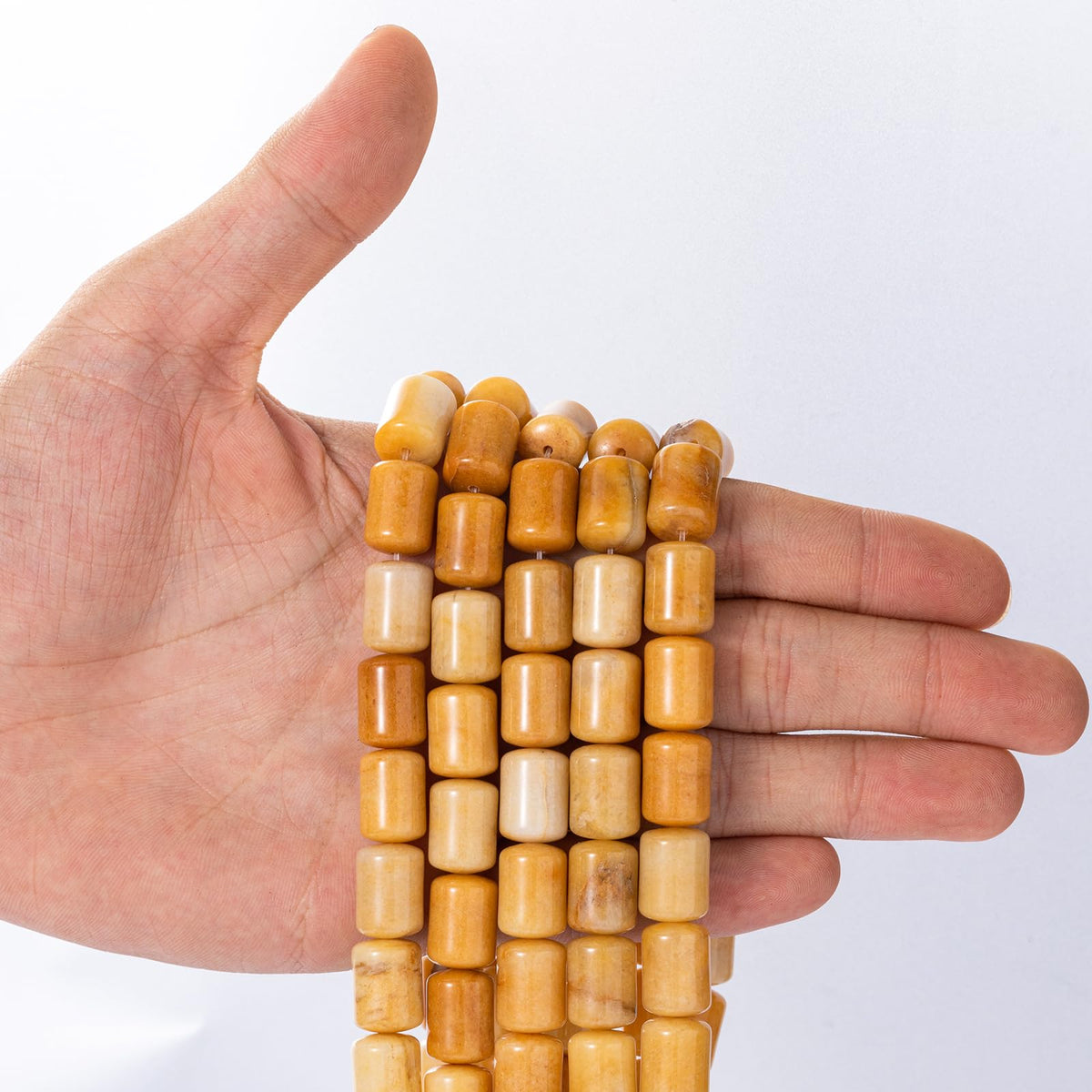 Natural Yellow Jade Cylinder Tube Beads 10x14mm 38cm/str Loose Semi Gemstone Stone Beads for Making Bracelets Necklace
