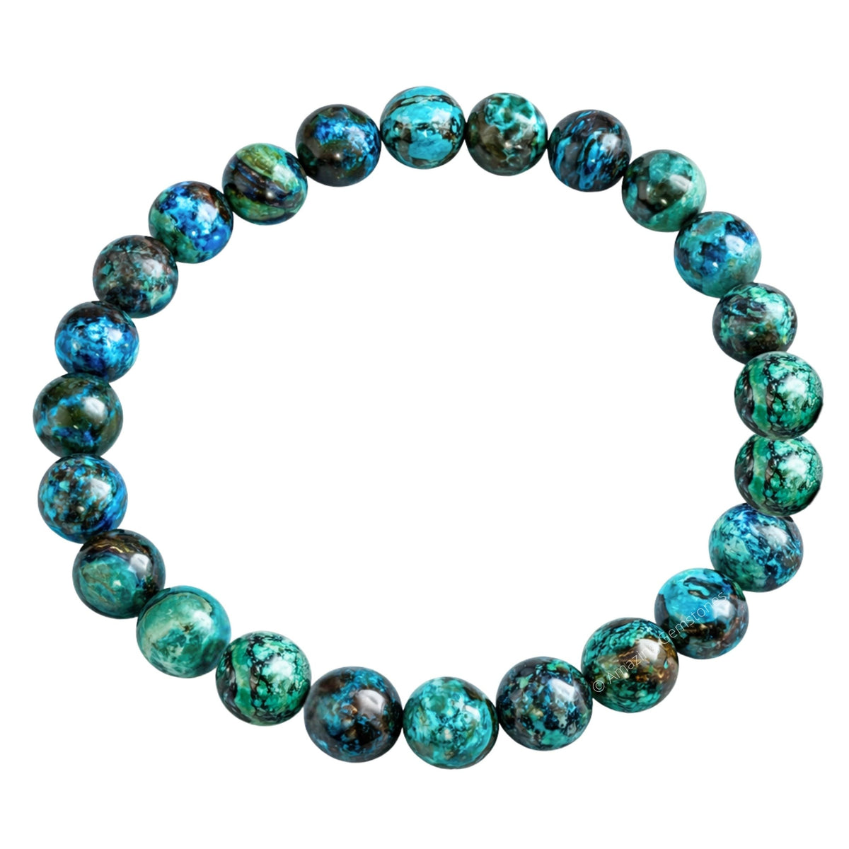 Amazing Gemstone Crystal Bracelet for Women Men's Gifts - Protection Healing Crystal Bracelet - 8mm Gemstone Beaded Stretchable Bracelet Pulseras Para Hombres Mujer Stocking Stuffers Mothers Day Gift (Chrysocolla)