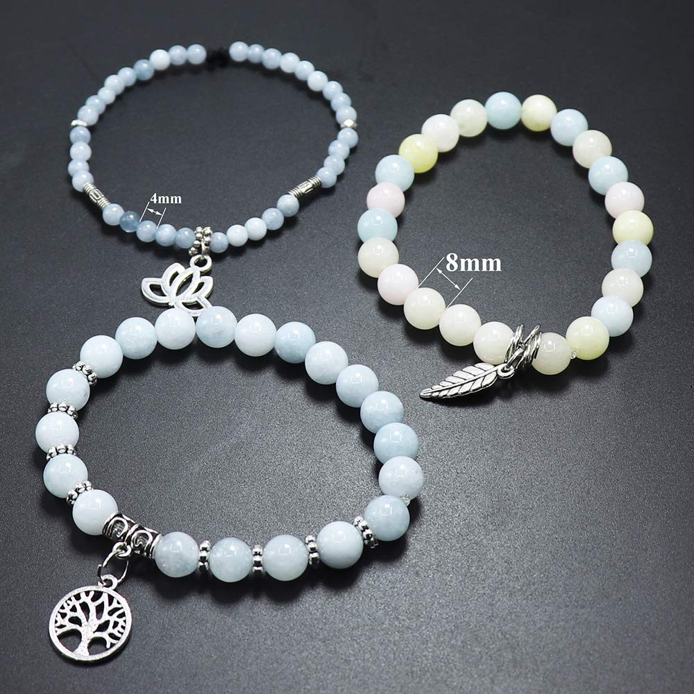 UEUC Tree of Life Yoga Healing Stone Bracelets,Multilayer Lotus Chakra Stone Reiki Bracelet Sets,Anxiety Crystal Natural Stone,for Women Stress Relief