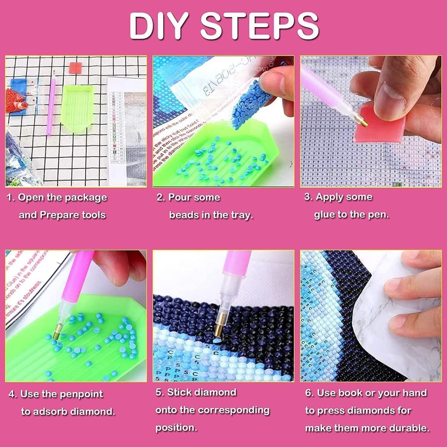 Diamond Art Kits for Adults Beginner 6 Pack Rustic Farmhouse Daisy Painting Diamond Painting Kits 5D Diamond Dots Gem Art Crafts with Tools Round Full Drill Funny Crafts for Home Wall Decor 12x16inch