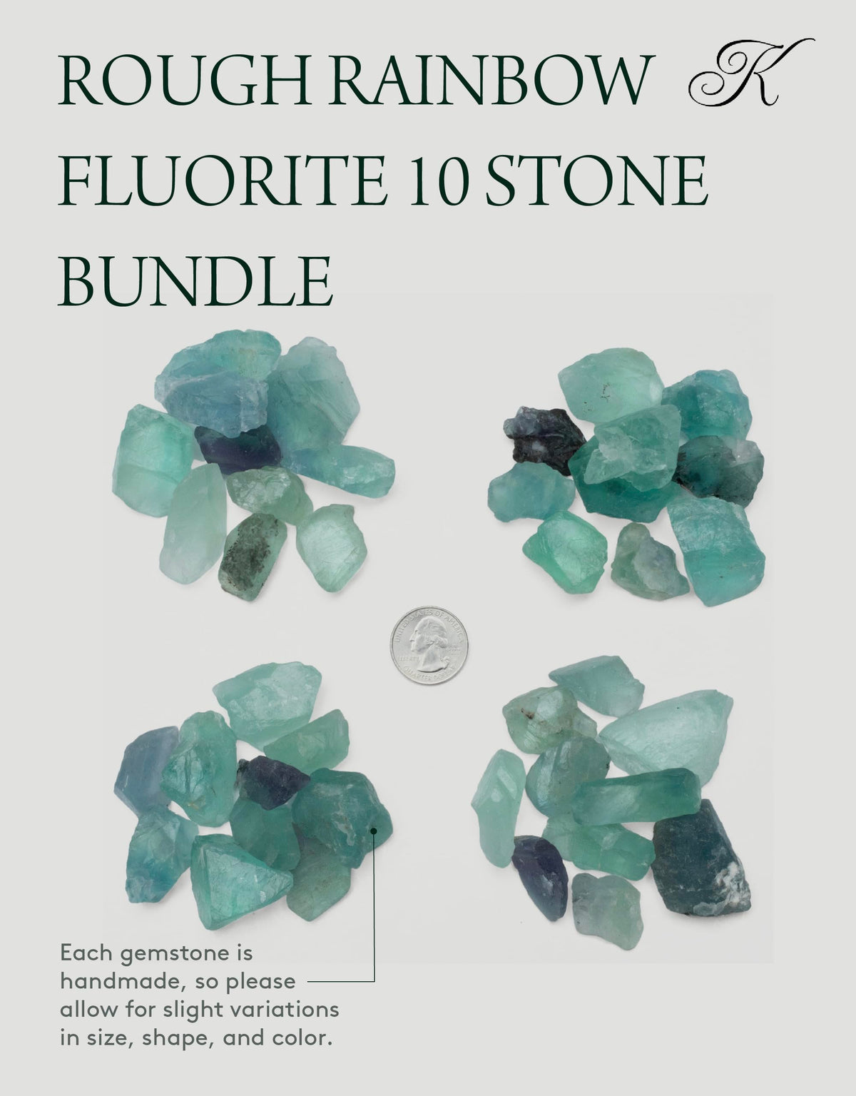 KALIFANO Rough Rainbow Fluorite 10 Stone Bulk Bundle with Healing & Calming Effects - AAA Grade High Energy Raw Fluorita - Reiki Crystal Used for Rock Tumbling and Lapidary (Family Owned and Operated)