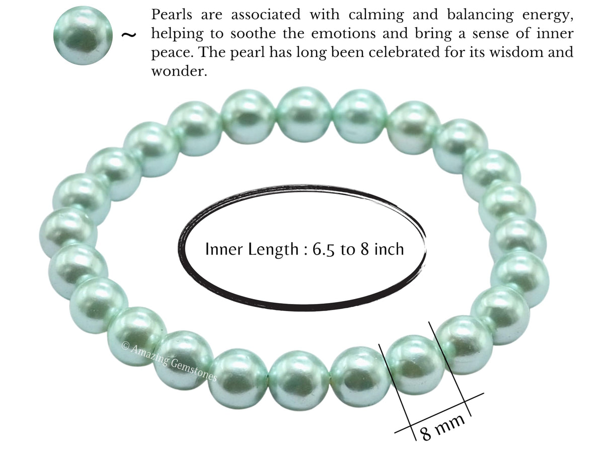 Amazing Gemstone Crystal Bracelet for Women Men's Gifts - Protection Healing Crystal Bracelet - 8mm Gemstone Beaded Stretchable Bracelet Pulseras Para Hombres Mujer Stocking Stuffers Mothers Day Gift (Pistachio Pearl)