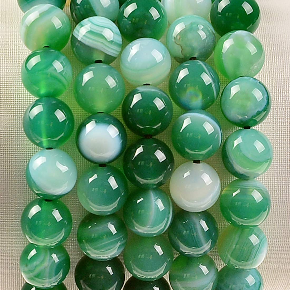 MASSIVE BEADS Natural Healing Power Gemstone Crystal Beads Unisex Adjustable Macrame Bracelets 6mm (Agate Green, 6mm)