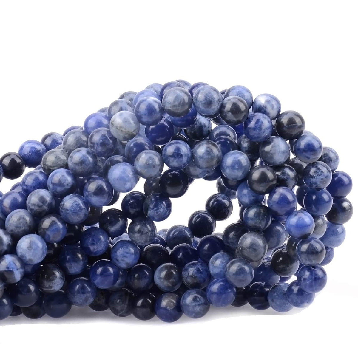 80Pcs Natural Crystal Beads Stone Gemstone Round Loose Energy Healing Beads with Free Crystal Stretch Cord for Jewelry Making (Blue Sodalite, 10mm)