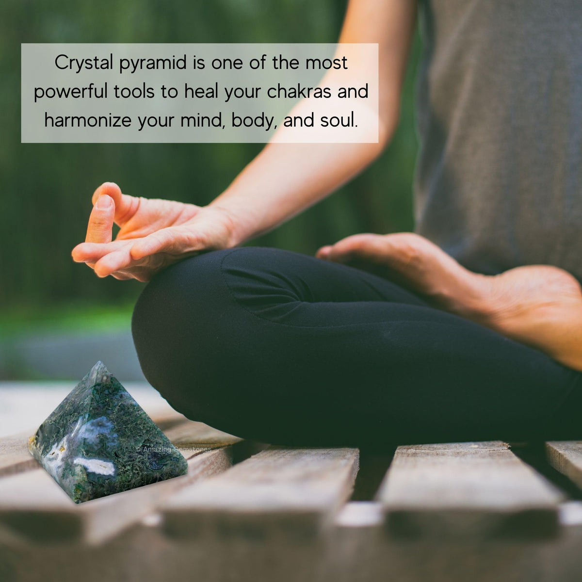 Amazing Gemstone Moss Agate Pyramid Crystal Healing Stones - 1.5" Great Pyramid Figurine of Natural Stone Pyramid for Meditation, Reiki, Chakra Balancing and Crystal Pyramids Grid