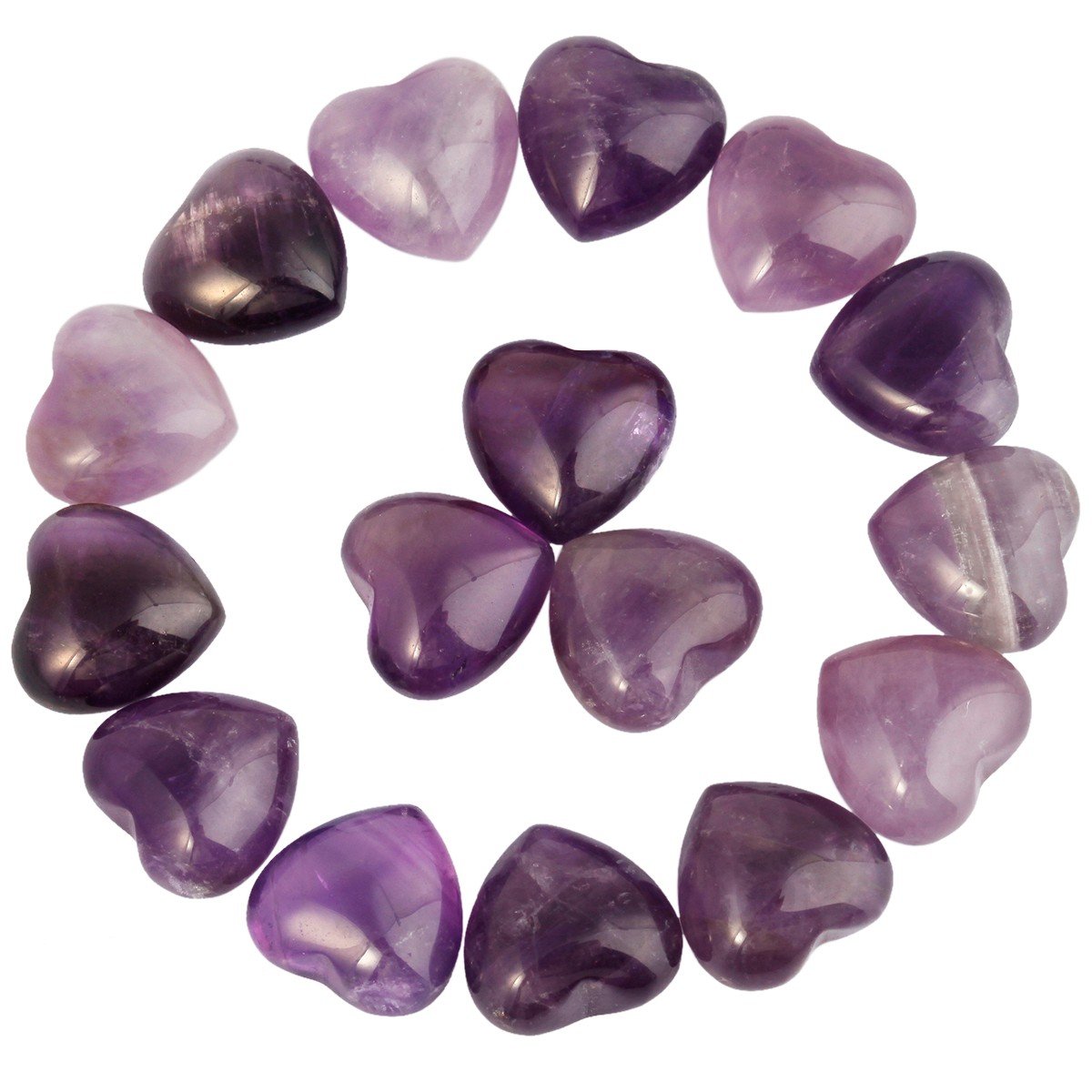 rockcloud Healing Crystal 0.5 inch Amethyst Carved Worry Stone Chakra Reiki Balancing(Pack of 10)