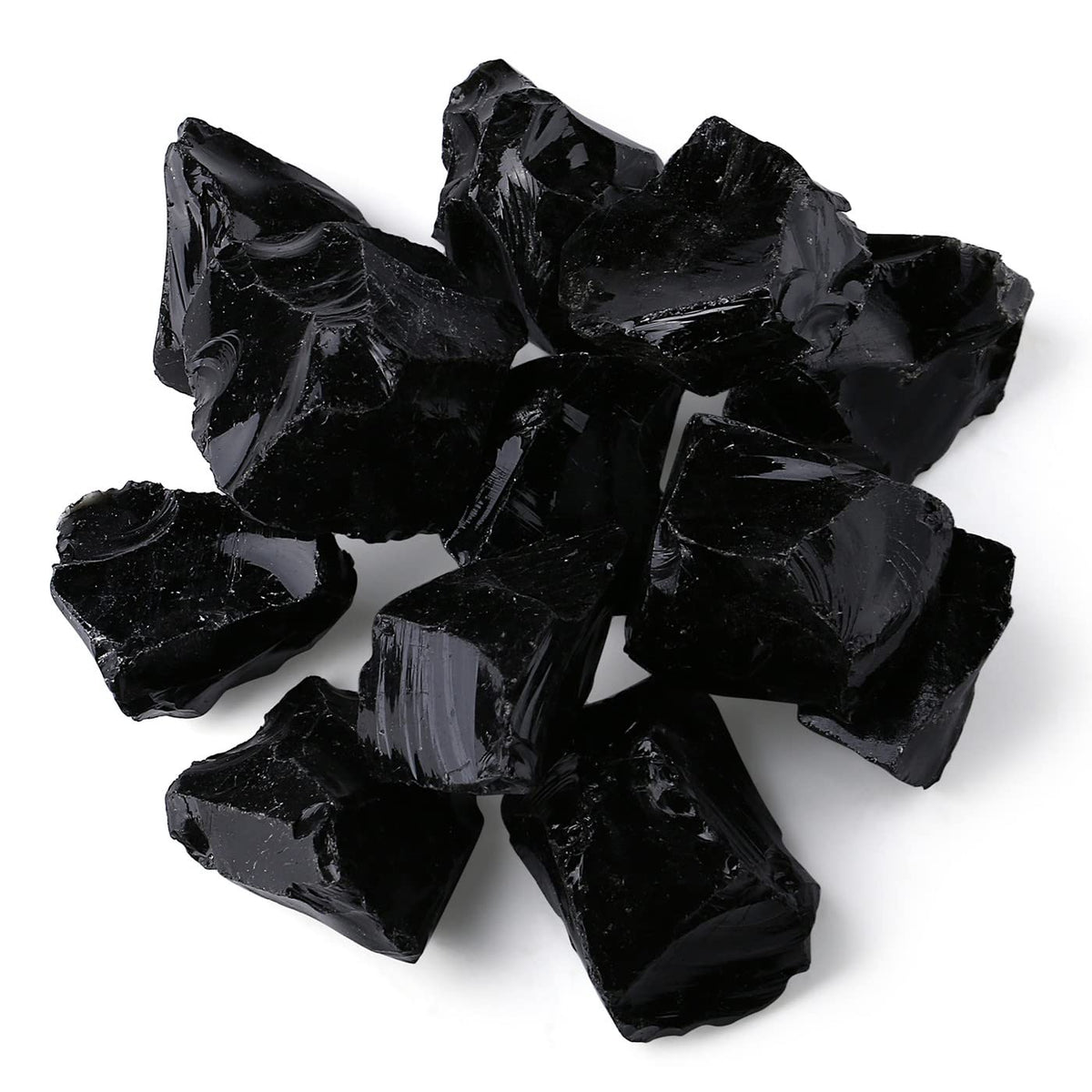 LAIDANLA Black Obsidian 2" Natural Rough Stones Crystal Large Raw Crystals Bulk Healing Gemstones for Reiki Healing Tumbling Fountain Rocks Wire Wrapping Decoration 4PCS 0.55lb