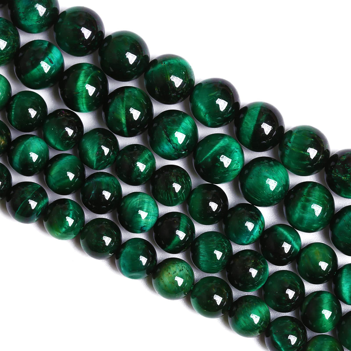 8mm 45PCS Natural Green Tiger Eye Stone Beads Spacer Round Loose Beads for Jewelry Making DIY Bracelet Accessories Strand 15 inches