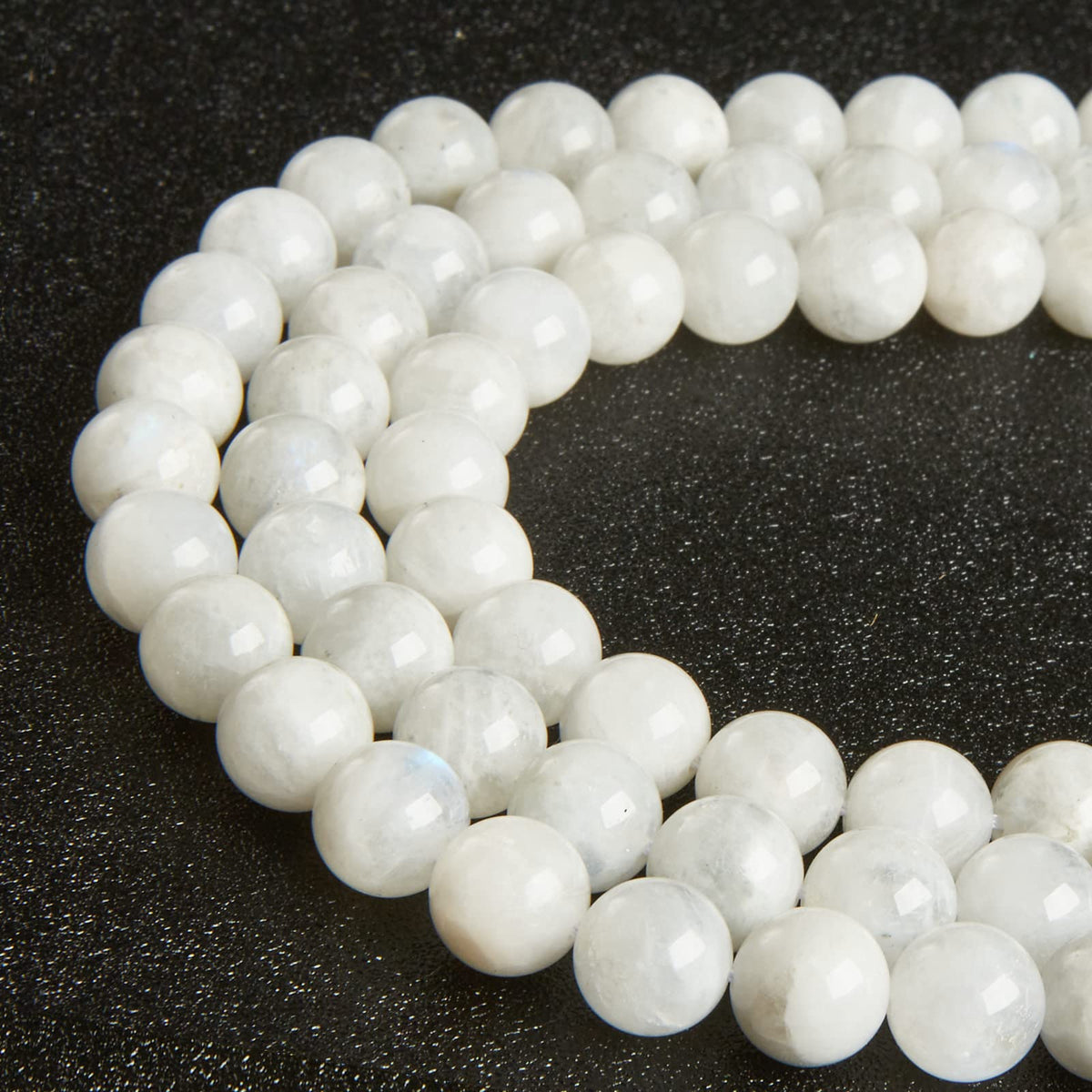 35pcs 10mm Natural Moonstone Beads Gemstone Beads Round Loose Beads for Jewelry Making