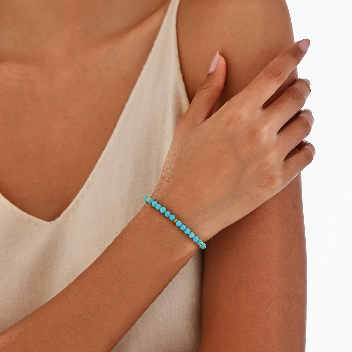 Kenailw Turquoise Bracelet for Women Turquoise Jewelry Bead Natural Stone Bracelet Best Friend Daughter Birthday Valentines Gifts
