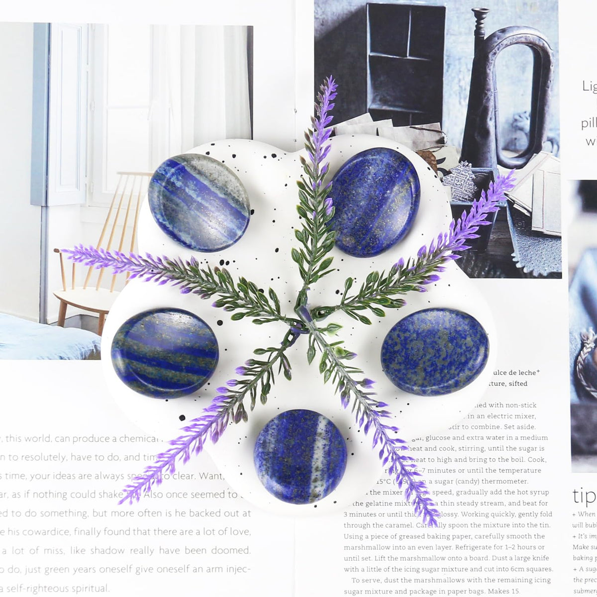 Nvzi Worry Stones Lapis Lazuli Crystals, Chakra Crystals and Healing Stones, Oval Palm Stone, Thumb Stone, Crystals for Beginners, Spiritual Gifts for Women, Meditation Accessories (1PCS)