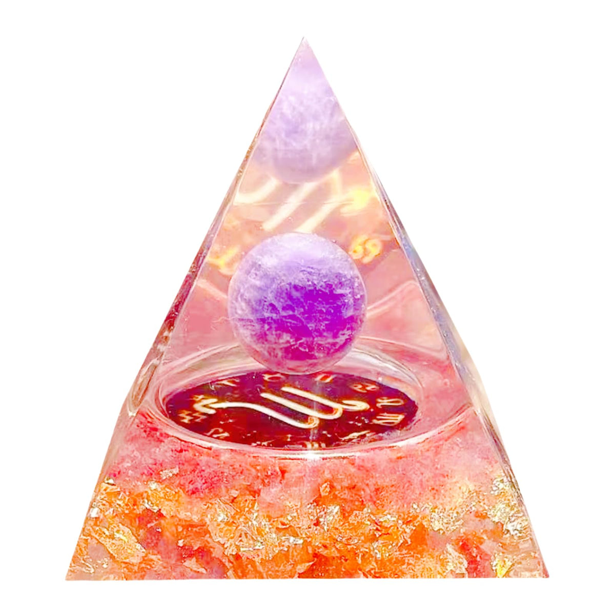Saefheled Twelve Constellations Scorpio Orgone Pyramid,Natural Amethyst&red Strawberry Orgonite Crystal Healing Pyramid for Protection Chakra,Unique Constellation Pyramid for Positive Energy(6cm)