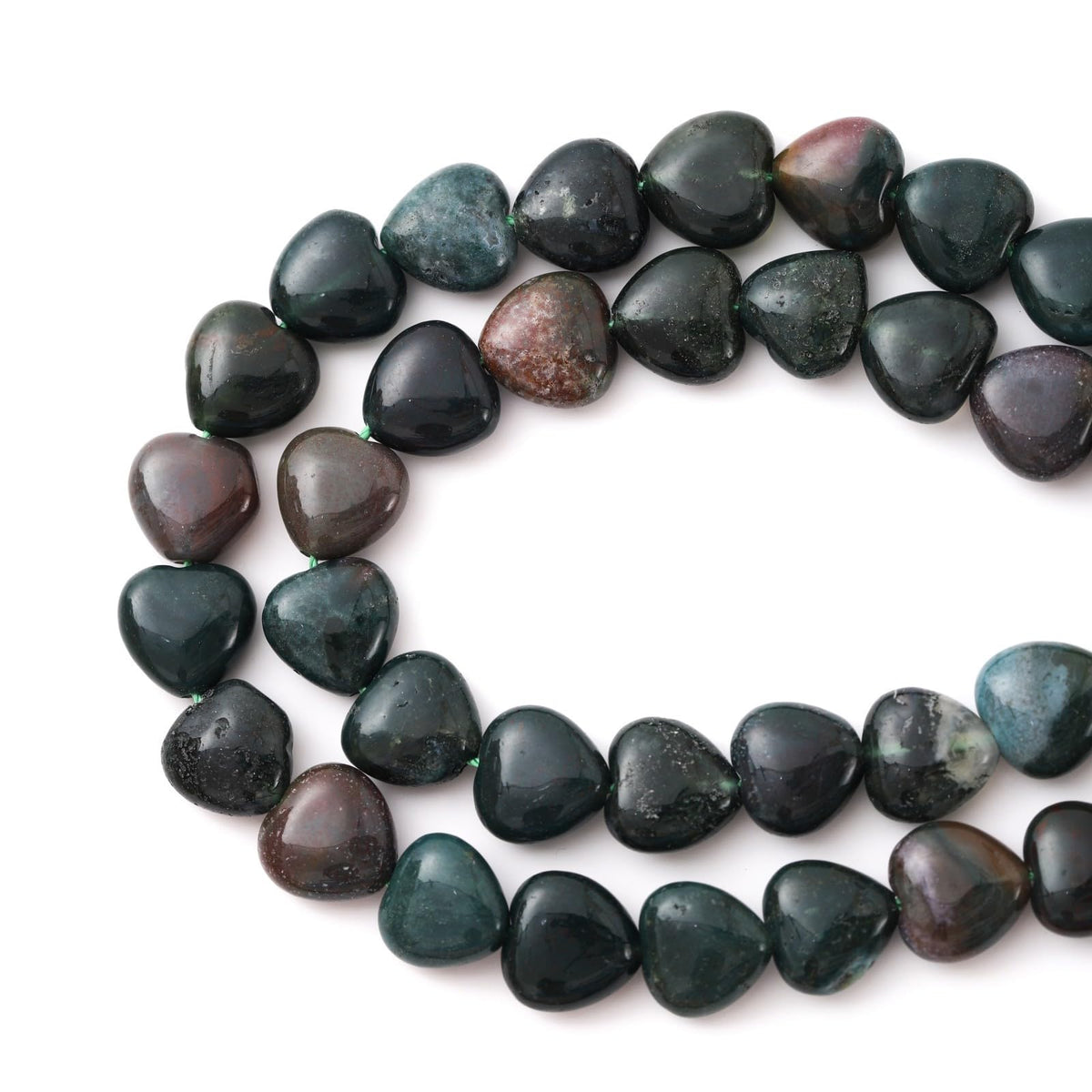 Natural Heart Shaped Indian Agate Stone Beads 10mm Loose Crystal Healing Beads for DIY Necklace Bracelet Making Gemstone Craft Supplies
